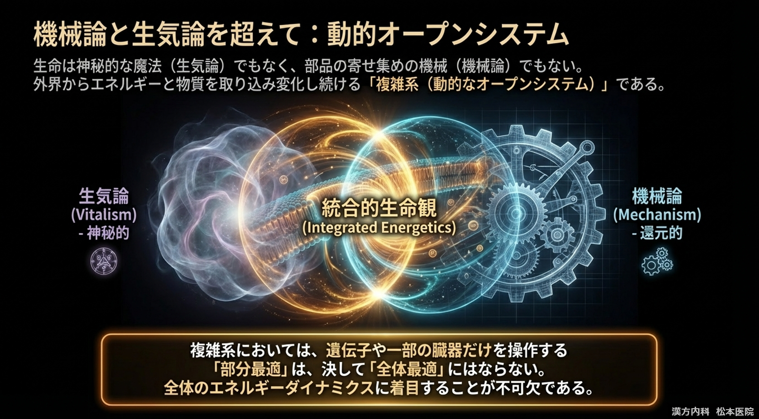 【「“生命の本質”から根本治療を考える」シリーズ第一弾：生命とは何か？Part10　「機械論」・「生気論」を超えて　～生命を「エネルギーの流れ（渦）」として捉える～】
