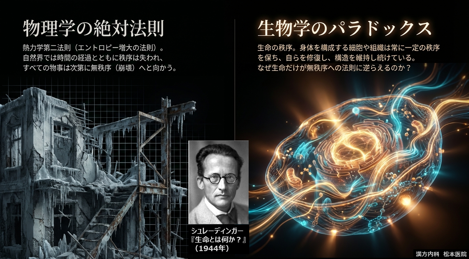 【「“生命の本質”から根本治療を考える」シリーズ第一弾：生命とは何か？Part1　～天才物理学者がたどり着いた“生命の本質”～】